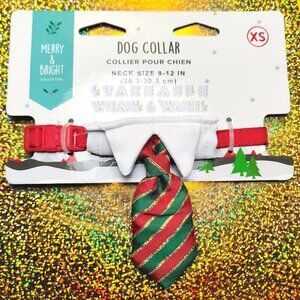 CHRISTMAS NECKTIE DOG COLLAR XS elf candy cane stripe tie adjustable cute 8-12"
